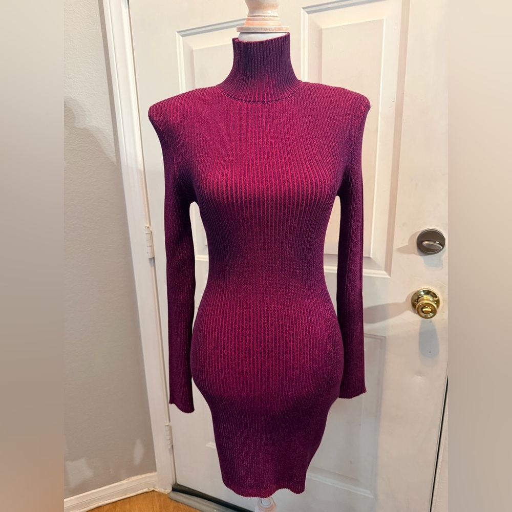 SER.O.YA | NWT size L | moda bodycon structured minidress in eggplant